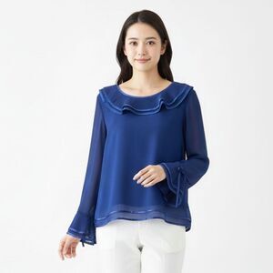 Vintage Y2K Laurence Miller Coquette Romantic Ruffle Satin Blouse Size L/12